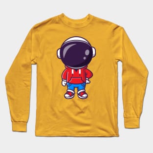 Cute Cool Astronaut With Jacket And Jeans Cartoon Long Sleeve T-Shirt